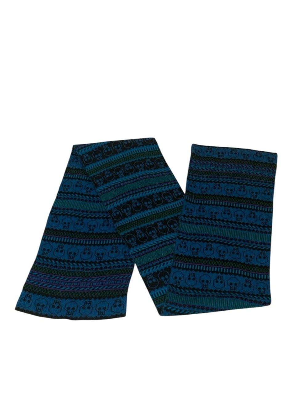H&M Skull All Over Pattern Unisex Multi Colored Thin Acrylic Knit Fashion Scarf